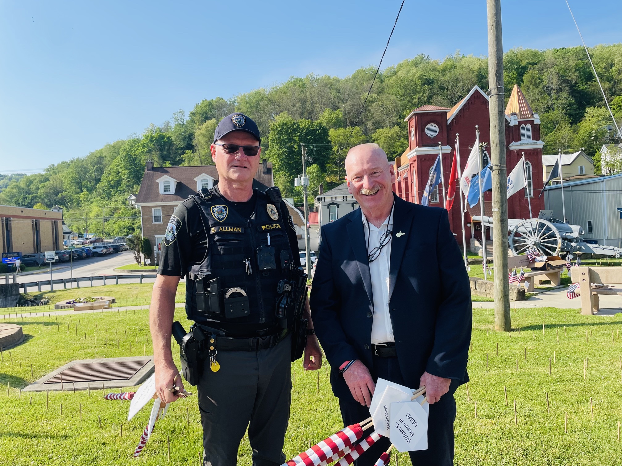 Jim Kudlak with Cameron Police Chief Shawn Allman at the Field of Flags